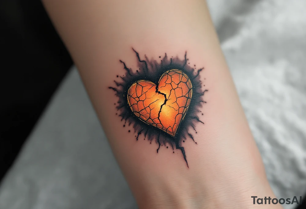 A Reaper with a cracked hourglass heart glowing orange, surrounded by fading gray mist. tattoo idea