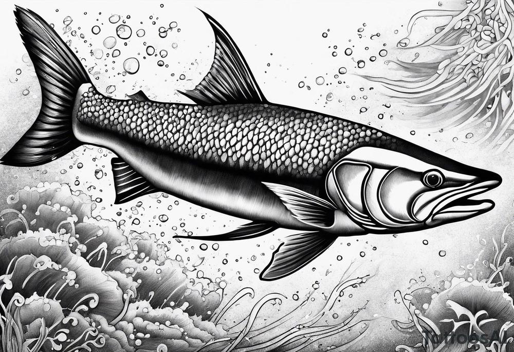 Caballito de mar hecho con puntillismo de arrastre tattoo idea