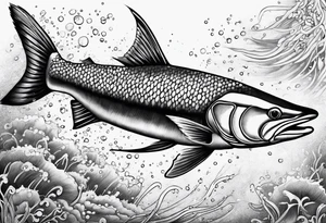 Caballito de mar hecho con puntillismo de arrastre tattoo idea