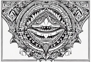 tribal shark teeth patterns and flowers for forearm tattoo idea