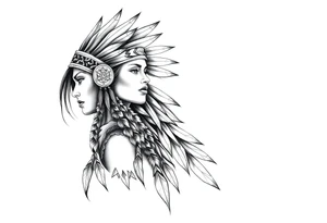 Female Native American side pose tattoo idea