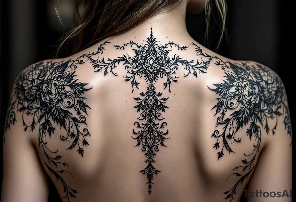 full back tattoo with body contouring tattoo idea