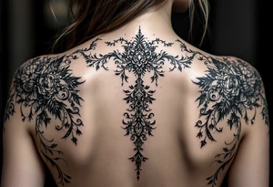 full back tattoo with body contouring tattoo idea