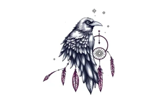 Raven dream catcher milky way moon shooting star tattoo idea
