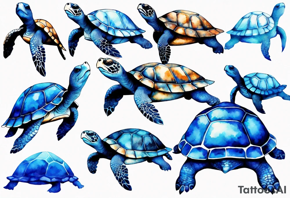 a turtle covered in blue fur tattoo idea