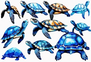 a turtle covered in blue fur tattoo idea