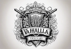 Valhalla sword shield gates tattoo idea