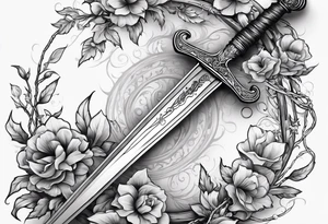 A long sword with vines wrapped around tattoo idea