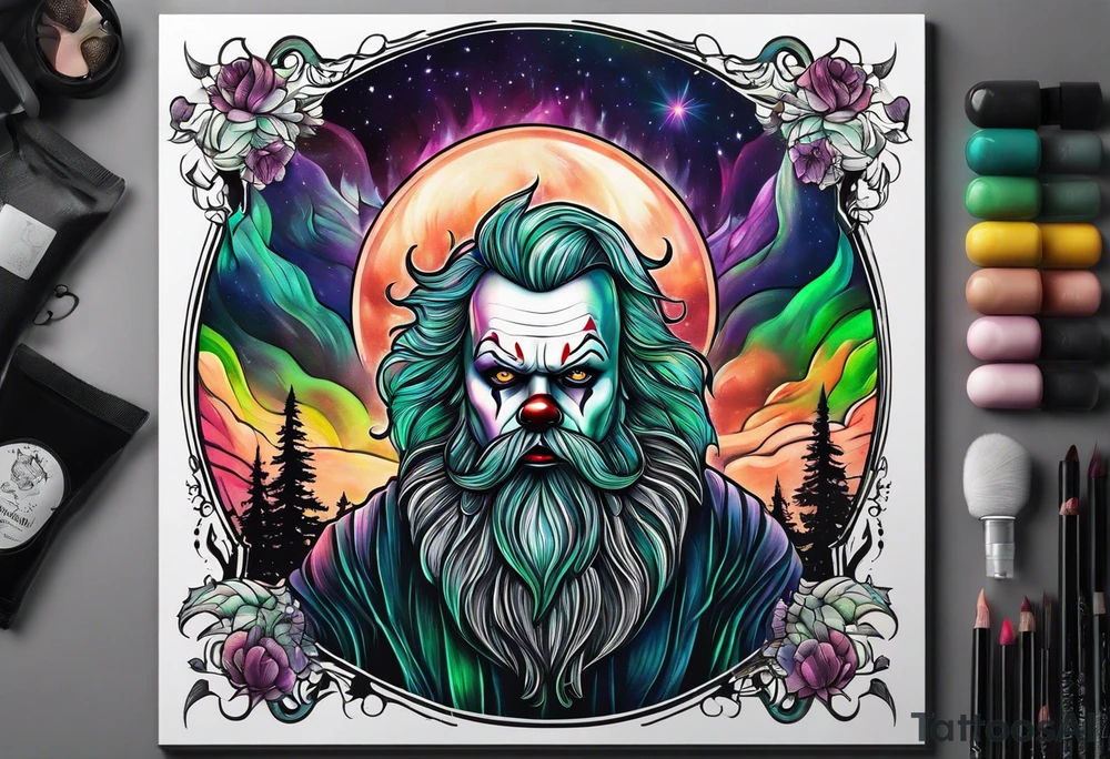 Northern lights with pennywise tattoo idea