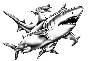 school of sharks from an above view tattoo idea