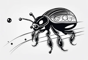 very minimalist thin lining combination of a ladybug, the letter ‘s’, a jellyfish and a swing tattoo idea