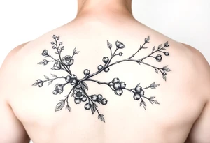 a fineline rowan tree branch with berries and florals. The florals should be large and the branches should have berries tattoo idea
