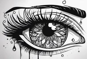 Realistic eye crying tears of tragedy death and betrayal tattoo idea