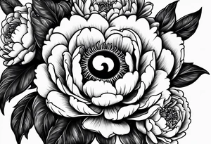 Peonies evil eye tattoo idea