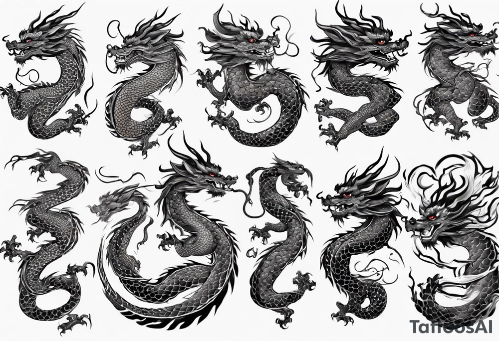 Chinese dragon with scales tattoo idea