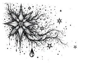 Small stars and tears background tattoo idea