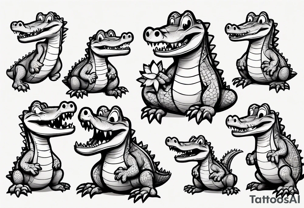 A cute cartoon crocodile tattoo idea