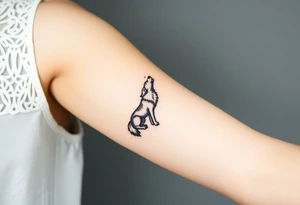 Lone wolf howling at the moon in the forest in the night Columba constellation star tattoo idea