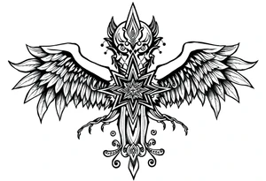 mytical shaman style ornametn with ancient rhyme tattoo idea