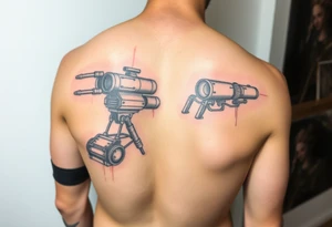 Watcher and burrower machines from horizon forbidden west in full colour as a forearm wraparound tattoo idea