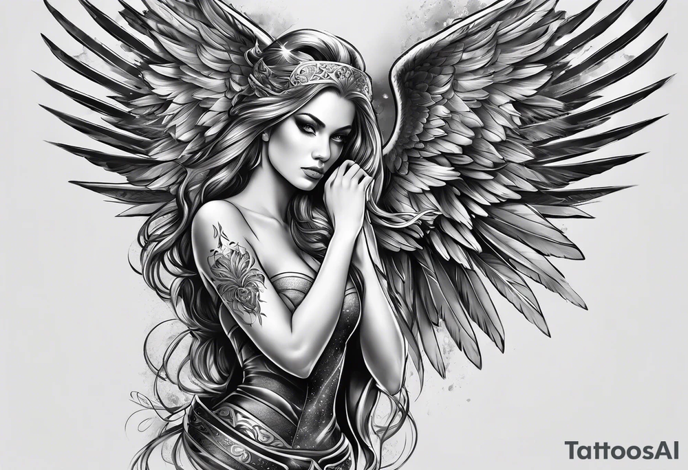 Female dark angel tattoo idea