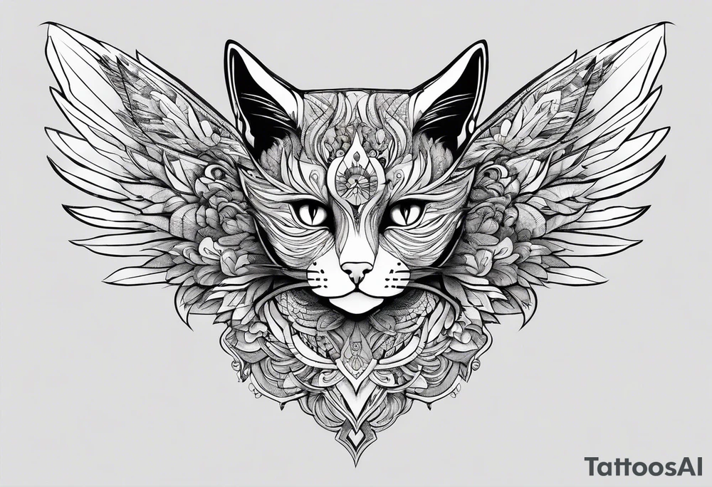 a cat with wings wearing google tattoo idea