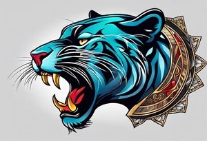 traditional panther tattoo idea