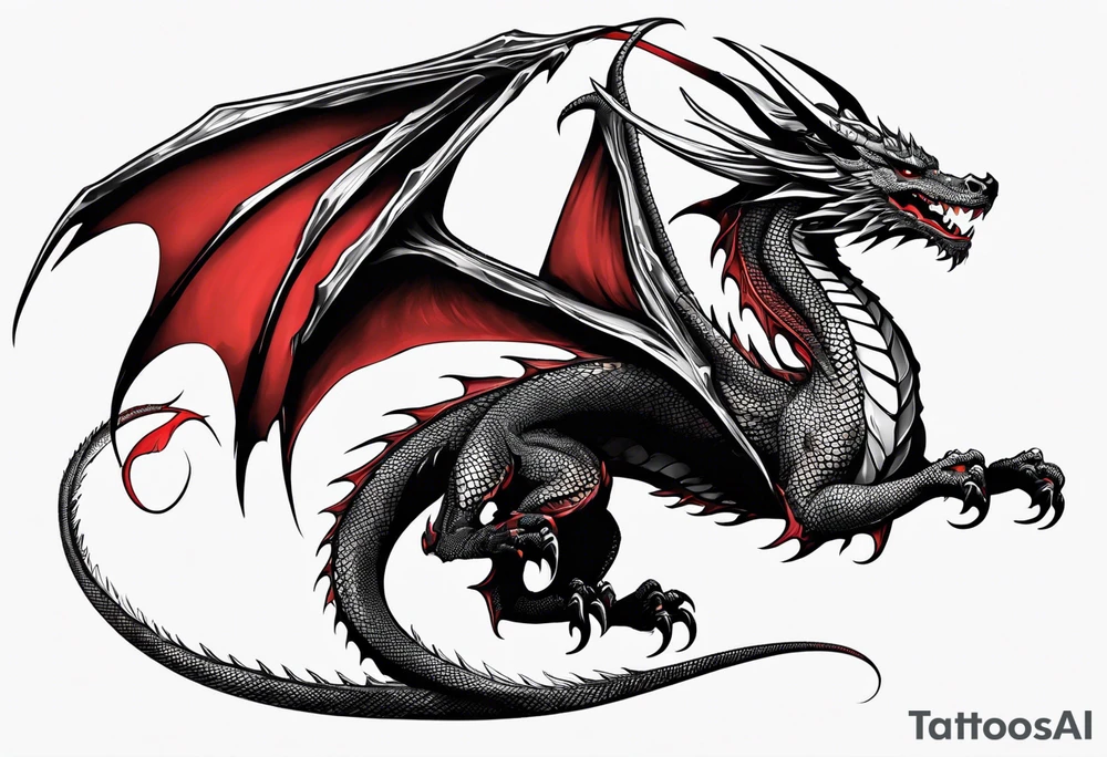 Long Red dragon tattoo idea