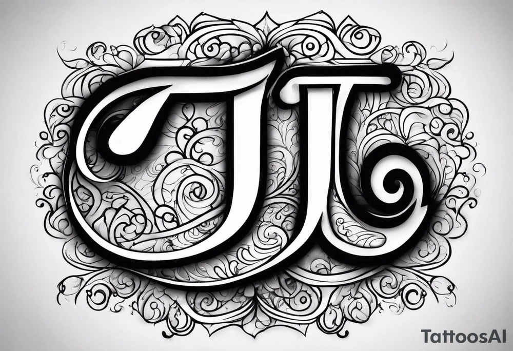 PI tattoo script with swirls tattoo idea
