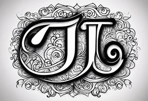PI tattoo script with swirls tattoo idea
