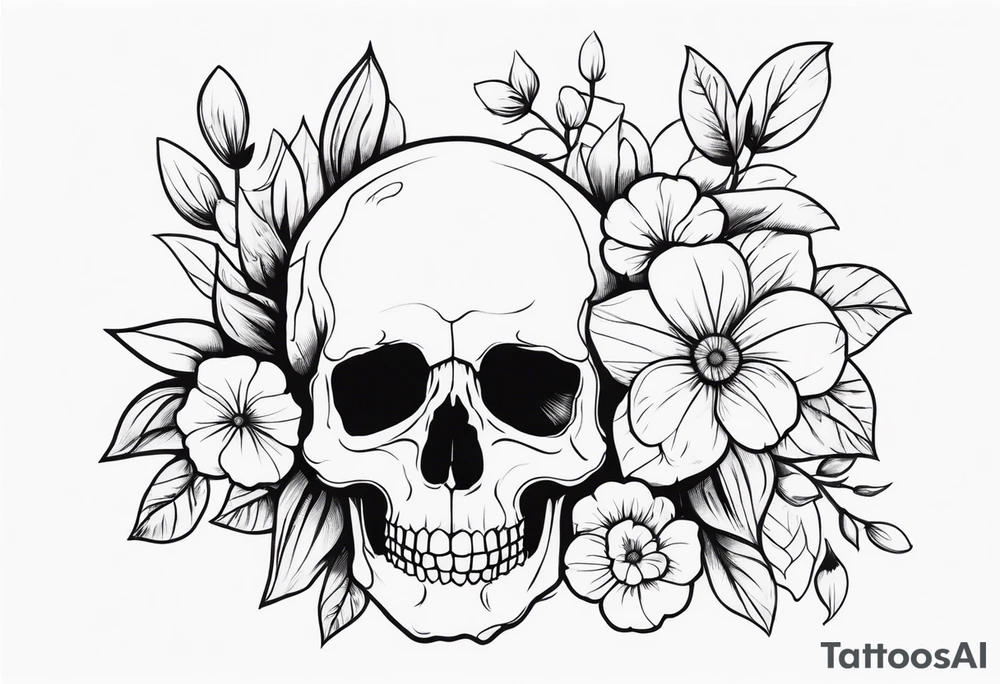 Skull with Flowers tattoo idea
