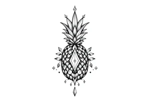 Majestic crown ,pineapple ,vagina, anus ,diamonds tattoo idea