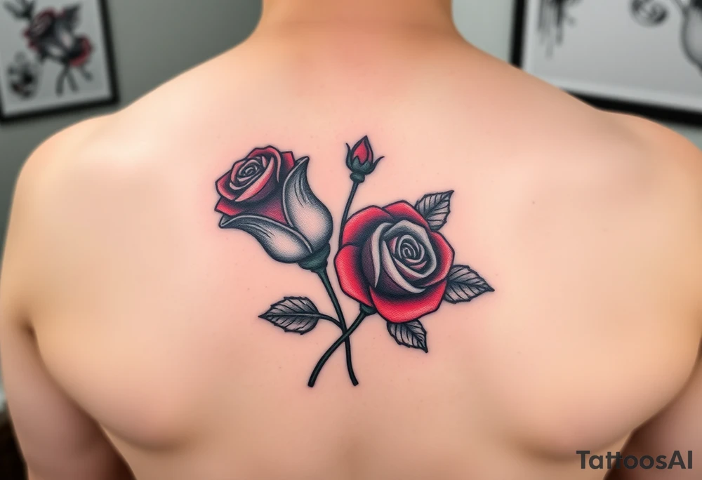 Two Rose Wrapped One Black One Red Tattoo tattoo idea