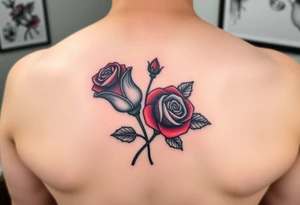 Two Rose Wrapped One Black One Red Tattoo tattoo idea