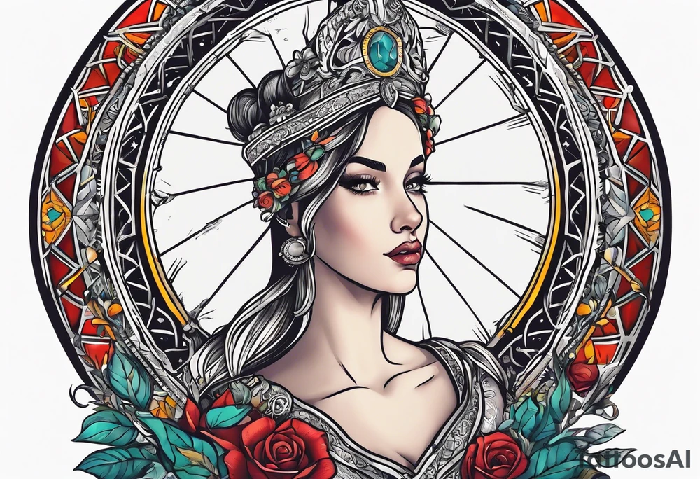 The idea of strength in a tarot card design tattoo idea