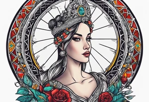 The idea of strength in a tarot card design tattoo idea