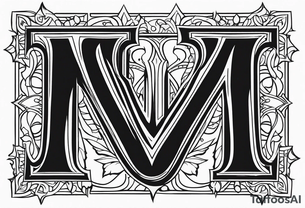 Letter M into a gothic 
style tattoo idea