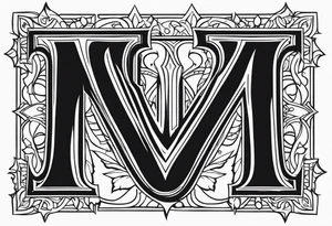 Letter M into a gothic 
style tattoo idea
