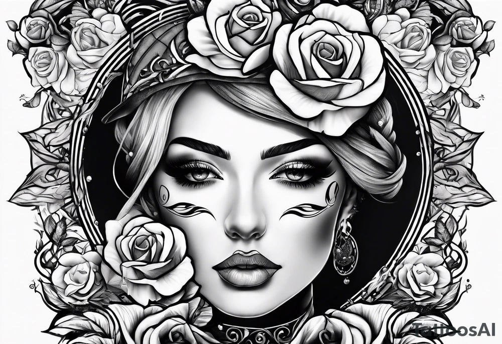 arm sleeve eyes smoke rose tattoo idea
