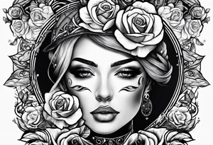 arm sleeve eyes smoke rose tattoo idea