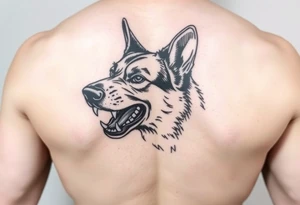 German Shepherd snarling and looking angry. tattoo idea