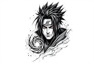 Sleeve of sasuke sharingan tattoo idea