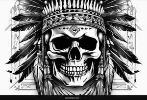 Cree Chief Skull with Arrows tattoo idea