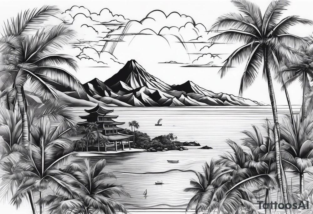kanu and palms in a Laguna tattoo idea