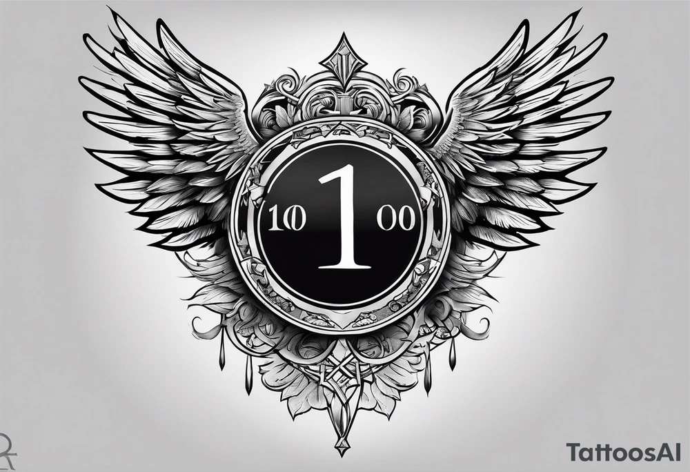 roman numerals vertically with wings either side for the 10th of October 2000 tattoo idea