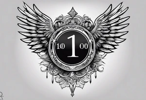 roman numerals vertically with wings either side for the 10th of October 2000 tattoo idea