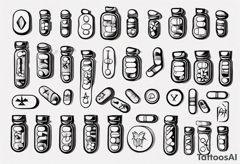 pills addiction tattoo idea