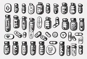 pills addiction tattoo idea