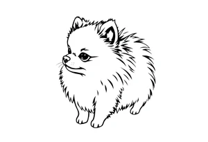 A silhouette stencil style drawing of a cute  Pomeranian tattoo idea