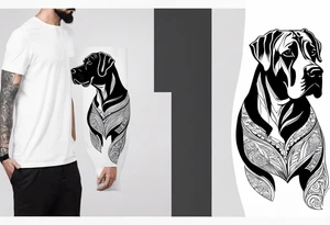 Arm sleeve for man-  with floppy ear Great Dane standing fiercely chest up with full work tattoo idea